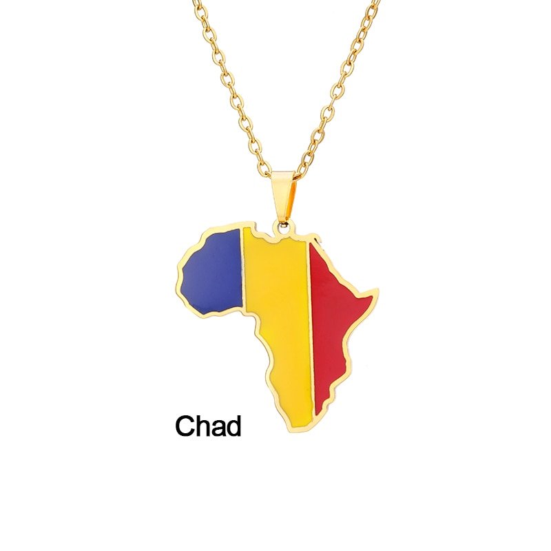 Continent Chic: African Map Geometric Pendant Necklace in Stainless Steel - Flexi Africa - Free Delivery Worldwide