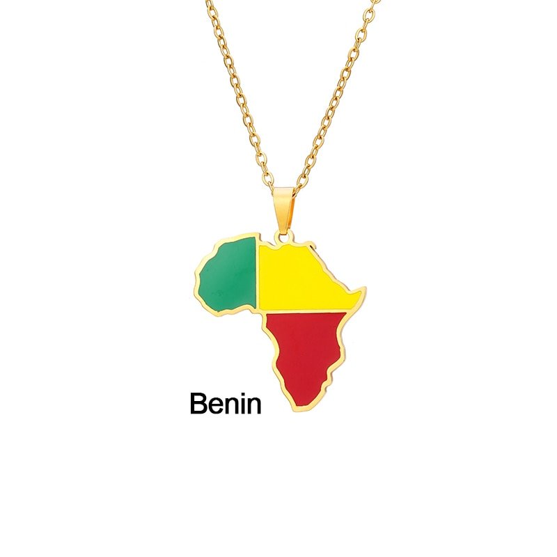 Continent Chic: African Map Geometric Pendant Necklace in Stainless Steel - Flexi Africa - Free Delivery Worldwide