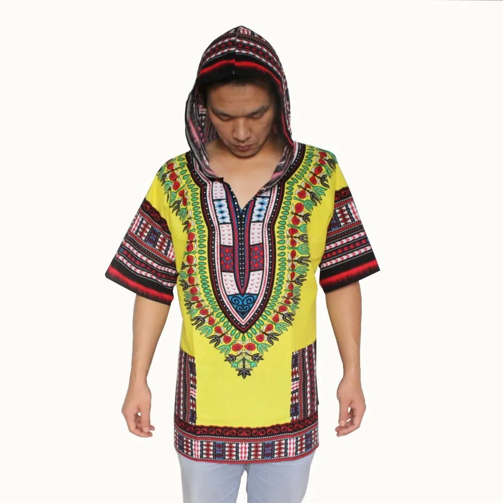 Dashiki-Inspired Hoodies: Relaxed Fit, Authentic African Dashiki Fabric, 100% Cotton, Unisex Fashion Kimono Hooded Attire - Flexi Africa - Flexi Africa offers Free Delivery Worldwide - Vibrant African traditional clothing showcasing bold prints and intricate designs