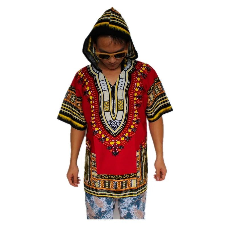 Dashiki-Inspired Hoodies: Relaxed Fit, Authentic African Dashiki Fabric, 100% Cotton, Unisex Fashion Kimono Hooded Attire - Flexi Africa - Flexi Africa offers Free Delivery Worldwide - Vibrant African traditional clothing showcasing bold prints and intricate designs