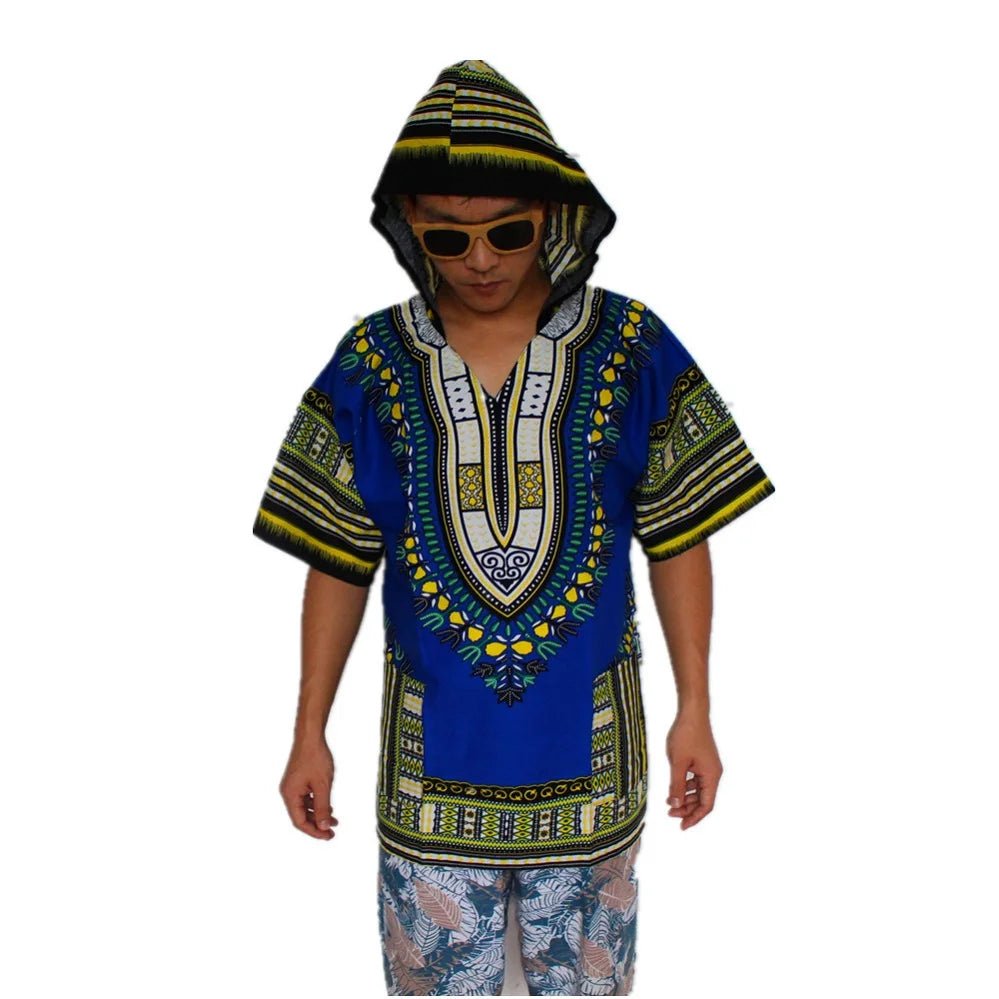 Dashiki-Inspired Hoodies: Relaxed Fit, Authentic African Dashiki Fabric, 100% Cotton, Unisex Fashion Kimono Hooded Attire - Flexi Africa - Flexi Africa offers Free Delivery Worldwide - Vibrant African traditional clothing showcasing bold prints and intricate designs