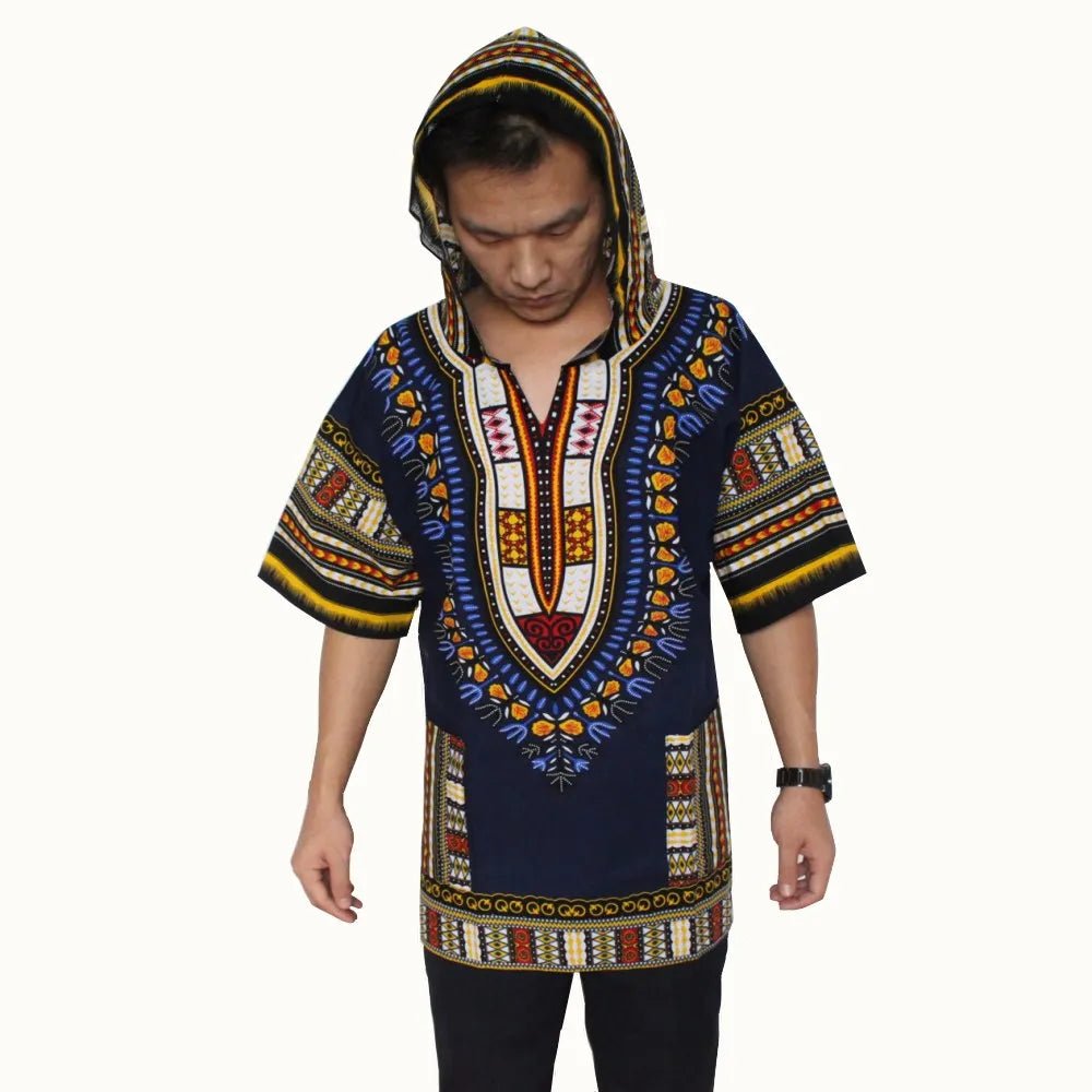 Dashiki-Inspired Hoodies: Relaxed Fit, Authentic African Dashiki Fabric, 100% Cotton, Unisex Fashion Kimono Hooded Attire - Flexi Africa - Flexi Africa offers Free Delivery Worldwide - Vibrant African traditional clothing showcasing bold prints and intricate designs