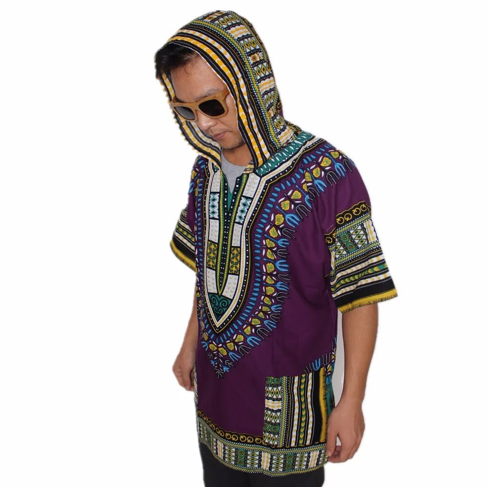 Dashiki-Inspired Hoodies: Relaxed Fit, Authentic African Dashiki Fabric, 100% Cotton, Unisex Fashion Kimono Hooded Attire - Flexi Africa - Flexi Africa offers Free Delivery Worldwide - Vibrant African traditional clothing showcasing bold prints and intricate designs