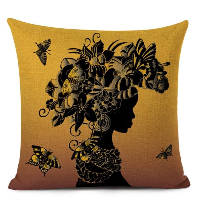 Decorative Cushion Case for Sofa and Home Décor featuring Ethnic Woman in Linen Color Cloth - Flexi Africa - Free Delivery