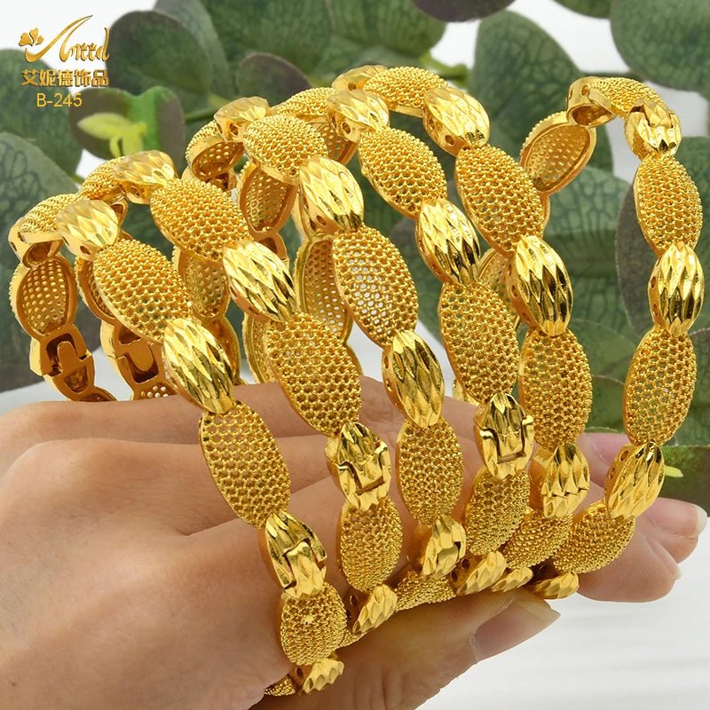 Designer African Bracelet: 24K Gold-Colored Bangles for Women, Luxury Wedding Jewelry - Flexi Africa - Flexi Africa offers Free Delivery Worldwide - Vibrant African traditional clothing showcasing bold prints and intricate designs