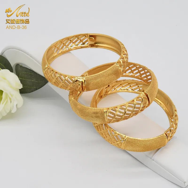 Designer African Bracelet: 24K Gold-Colored Bangles for Women, Luxury Wedding Jewelry - Flexi Africa - www.flexiafrica.com