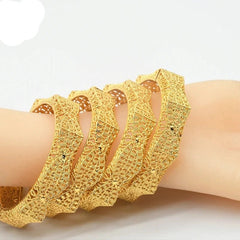 Designer African Bracelet: 24K Gold-Colored Bangles for Women, Luxury Wedding Jewelry - Flexi Africa - www.flexiafrica.com