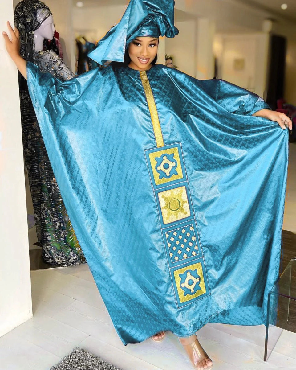 Elegant African Embroidered Dress for Women: Stylish Plus Size Clothing - Free Delivery Worldwide only at Flexi Africa