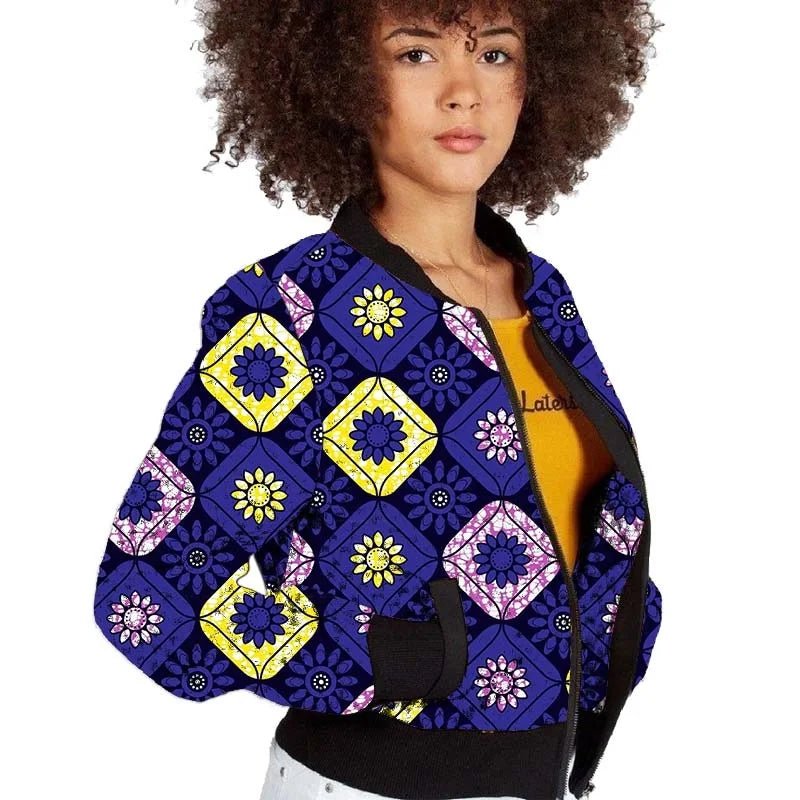 Elegant African-Inspired Women's Bomber Jacket: Colorful Statement Piece for Stylish Comfort - Flexi Africa - Flexi Africa offers Free Delivery Worldwide - Vibrant African traditional clothing showcasing bold prints and intricate designs