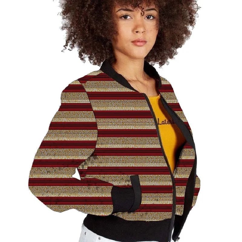 Elegant African-Inspired Women's Bomber Jacket: Colorful Statement Piece for Stylish Comfort - Flexi Africa FREE POST