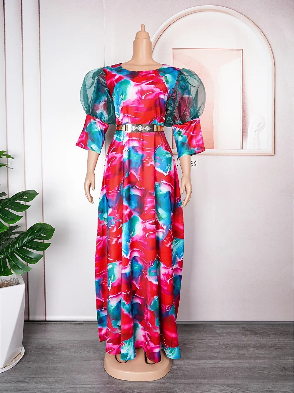Elegant African Maxi Evening Dresses: Plus-Size Chic in Kaftan Chiffon - Flexi Africa - Free Delivery Worldwide only