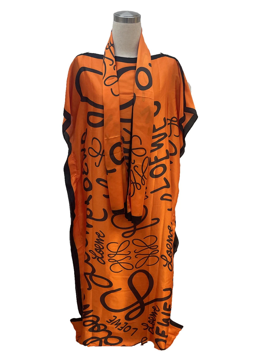 Elegant Plus - Size African Bohemian Silk Kaftan Dress – Loose - Fit Traditional Abaya - Free Delivery Worldwide only at Flexi Africa