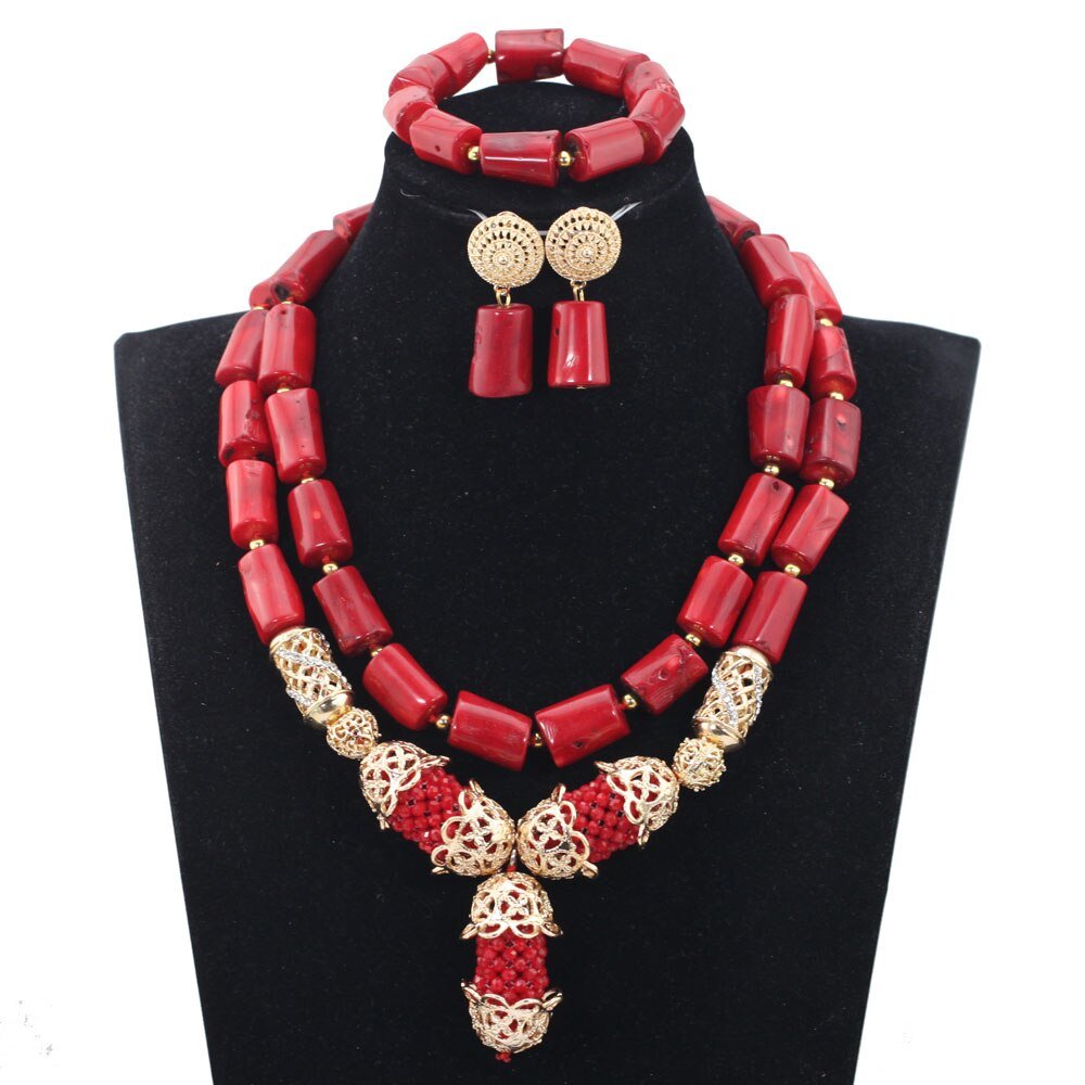 Elegant White Coral Beads Jewelry Set for Brides African Wedding Necklace, Earrings & Bracelet - Flexi Africa