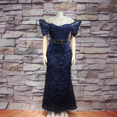 Exquisite African Evening Dresses: Mesh 3D Embroidery, Rhinestone Sequin Belt, and Luxury Elegance - Flexi Africa - FREE POST