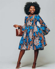 Floral Print African Mini Dress for Women: Sexy V-Neck Dashiki Summer Clothing for Casual Parties and Events - Flexi Africa