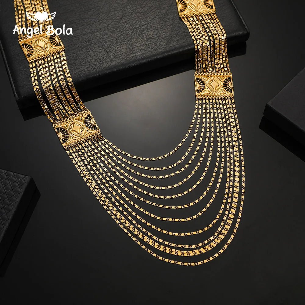 Gold Coin Necklace and Bracelet Jewelry Set for Women & Men – Middle Eastern African Inspired Gift - Free Delivery Worldwide only at Flexi Africa