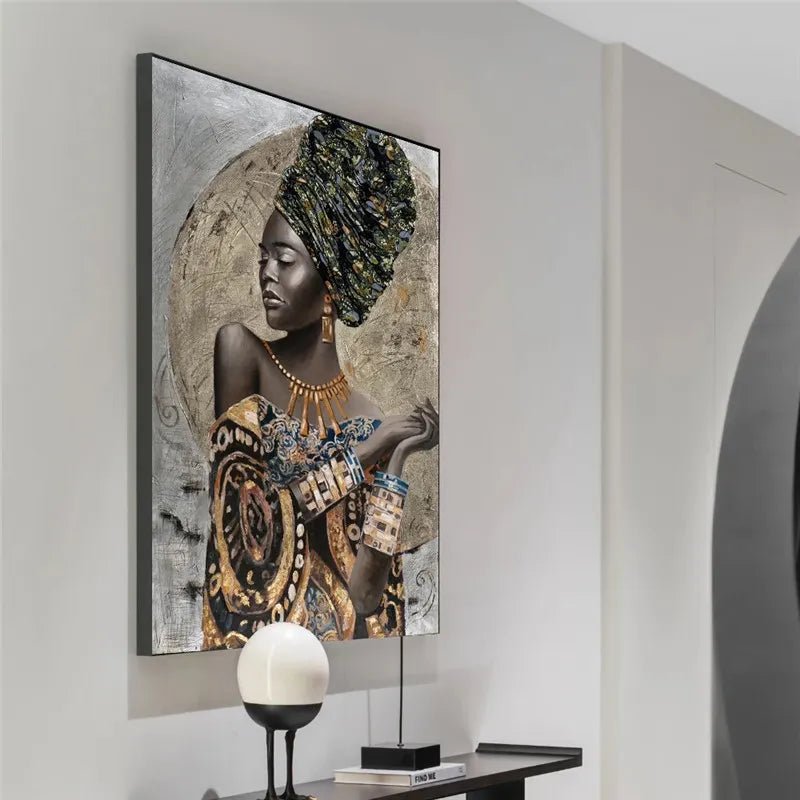 Hand Painted Canvas: African Black Woman Portrait - Unique DIY Art for Home Decor - Flexi Africa - www.flexiafrica.com