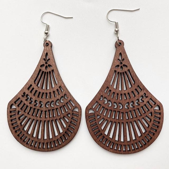 Handmade Zinc Alloy Geometric Wood Earrings - Trendy African Jewelry for Women - Flexi Africa offers Free Delivery Worldwide