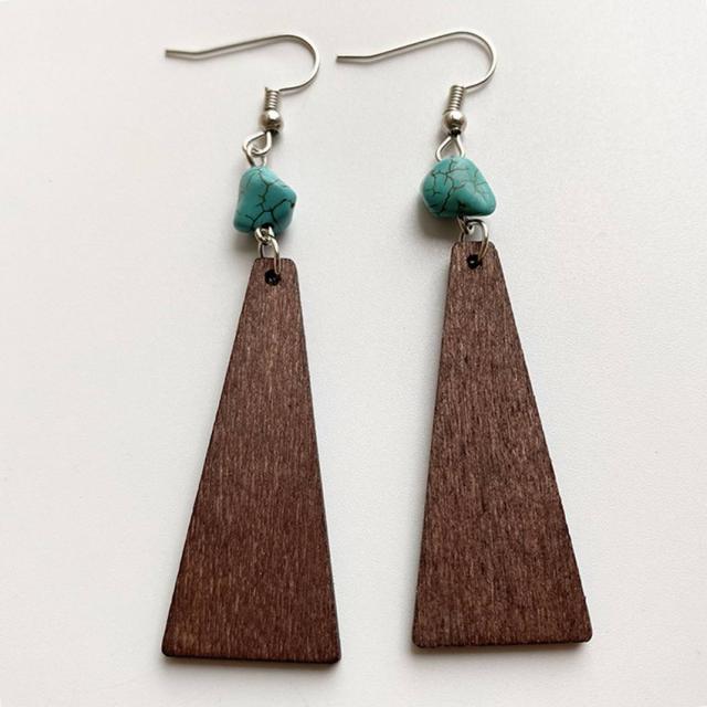 Handmade Zinc Alloy Geometric Wood Earrings - Trendy African Jewelry for Women - Flexi Africa offers Free Delivery Worldwide