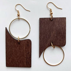 Handmade Zinc Alloy Geometric Wood Earrings - Trendy African Jewelry for Women - Flexi Africa offers Free Delivery Worldwide