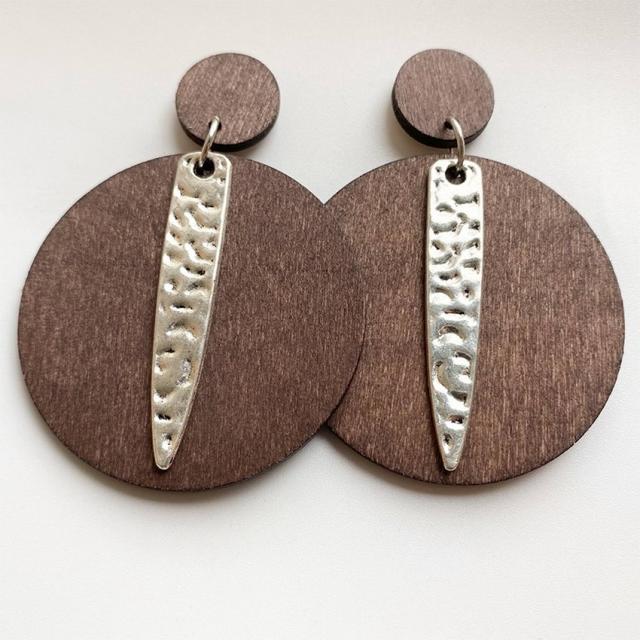 Handmade Zinc Alloy Geometric Wood Earrings - Trendy African Jewelry for Women - Flexi Africa offers Free Delivery Worldwide