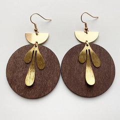 Handmade Zinc Alloy Geometric Wood Earrings - Trendy African Jewelry for Women - Flexi Africa offers Free Delivery Worldwide