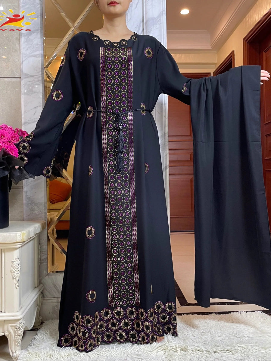 Latest Women Elegant Autumn Dresses Dubai Party Outfits Long Sleeve Dashiki Muslim Women High - grade Comfort Fabric African Abaya - Free Delivery Worldwide only at Flexi Africa