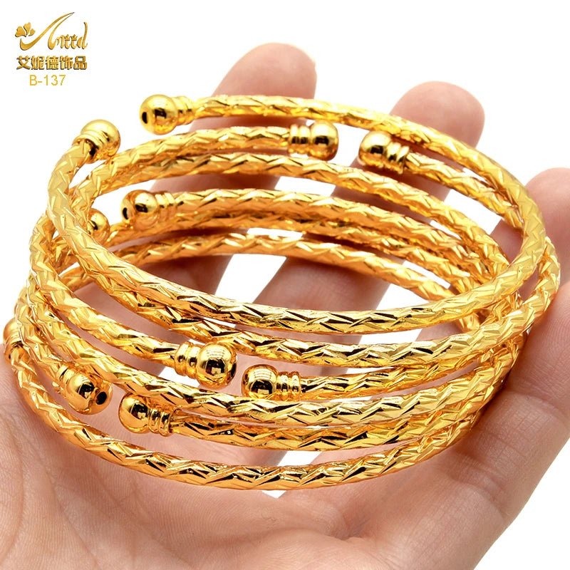 Luxurious African Jewelry: Gold-Toned Copper Bangle Bracelet for Women - Flexi Africa - Free Delivery - www.flexiafrica.com