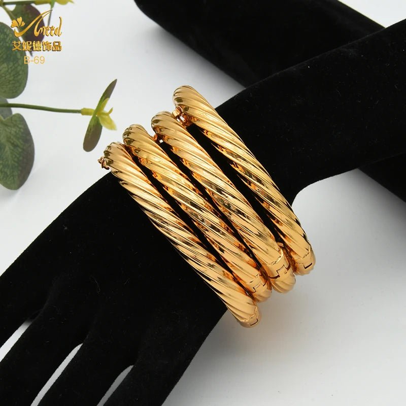 Luxurious African Jewelry: Gold-Toned Copper Bangle Bracelet for Women - Flexi Africa - Free Delivery - www.flexiafrica.com