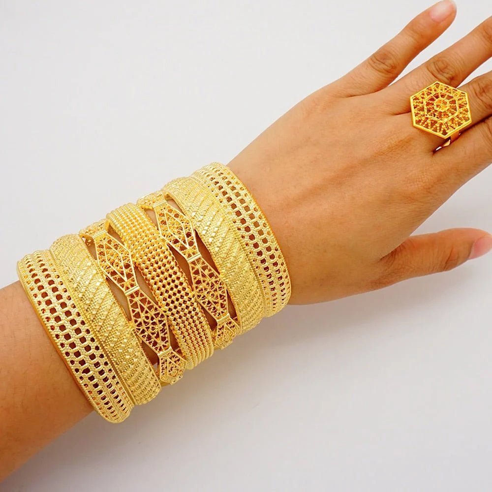 Luxury Female Big Gold Color Bangles: Elegant Bracelets for Weddings and Special Occasions - Free Delivery Worldwide only at Flexi Africa