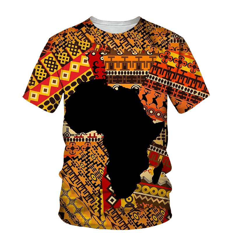 Men's African Folk Ethnic 3D Printed Fashion - O Collar, Short Sleeve, Loose Fit, Plus Size Top - Flexi Africa - Flexi Africa offers Free Delivery Worldwide - Vibrant African traditional clothing showcasing bold prints and intricate designs