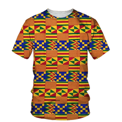 Men's African Folk Ethnic 3D Printed Fashion - O Collar, Short Sleeve, Loose Fit, Plus Size Top - Flexi Africa - FREE POST