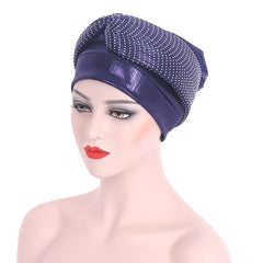 New Ready to Wear African Headtie Diamonds Glitter Women Turban Caps Bonnet Hats Female Autogeles - Flexi Africa - Shipping