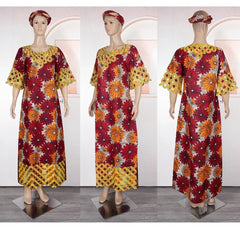 Plus Size African Dresses for Women – Dashiki Bazin Riche Wax Design Wedding Party Dresses with Headscarf - Free Delivery Worldwide only at Flexi Africa