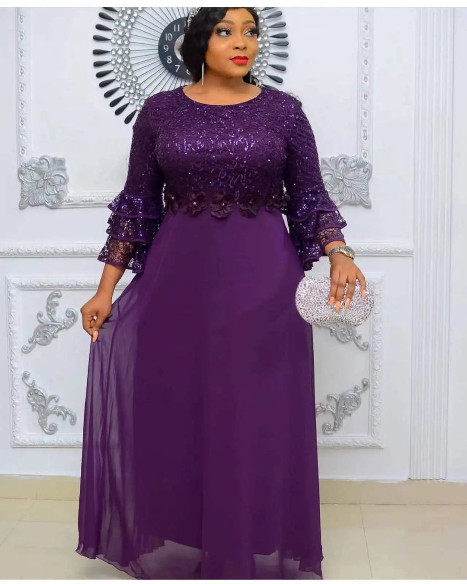 Plus Size African Party Dresses for Women 2025 New Fashion Dashiki Ankara Lace Wedding Gowns Elegant Turkey Muslim Maxi Dress - Free Delivery Worldwide only at Flexi Africa