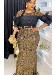 Plus Size African Party Long Dresses for Women Dashiki Sequin Evening Gowns Outfits Robe Africa Clothing - Flexi Africa - Flexi Africa offers Free Delivery Worldwide - Vibrant African traditional clothing showcasing bold prints and intricate designs