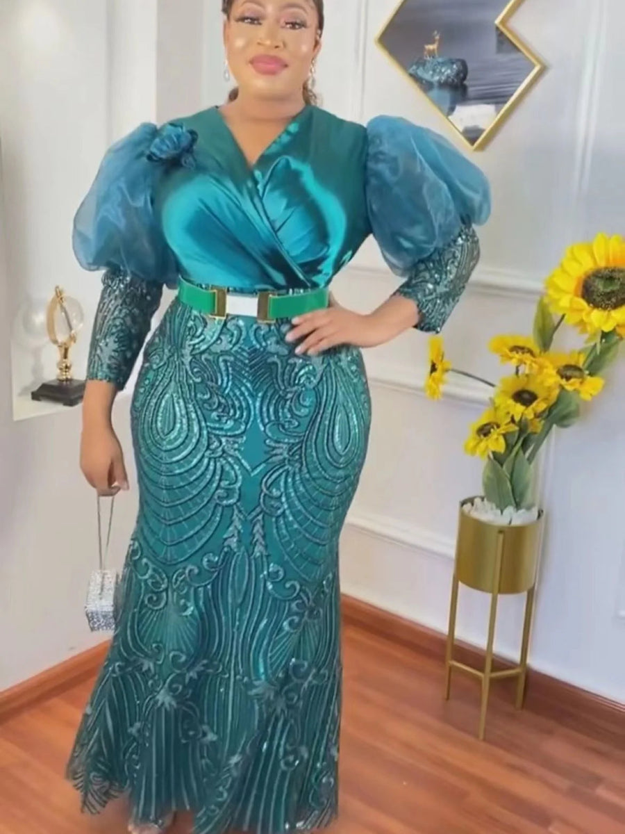 Plus Size African Party Long Dresses for Women, New Robe Africa Clothing Outfits - Free Delivery Worldwide only at Flexi Africa