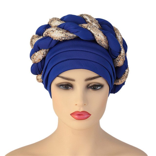 Polyester African Headtie Diamonds Glitter Women Turban Caps Muslim Hijab Bonnet Hats Female Autogeles - Flexi Africa - Flexi Africa offers Free Delivery Worldwide - Vibrant African traditional clothing showcasing bold prints and intricate designs