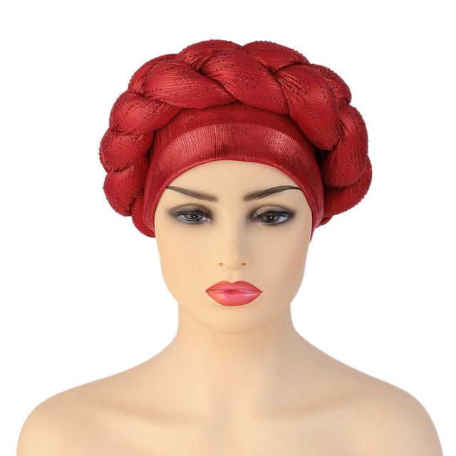 Polyester African Headtie Diamonds Glitter Women Turban Caps Muslim Hijab Bonnet Hats Female Autogeles - Free Delivery