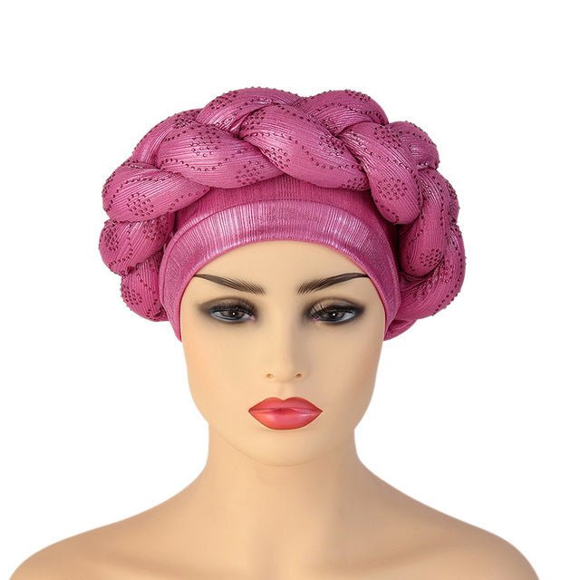 Polyester African Headtie Diamonds Glitter Women Turban Caps Muslim Hijab Bonnet Hats Female Autogeles - Free Delivery