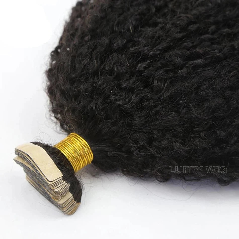 Remy Hair Skin Weft Tape - In Extensions - Double Drawn Afro Kinky Curly Extensions - Flexi Africa - Free Delivery Worldwide only at www.flexiafrica.com