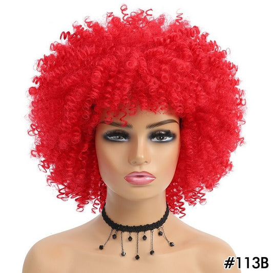 Short Hair Afro Kinky Curly Synthetic Wig With Bangs - Free Delivery Worldwide only at Flexi Africa