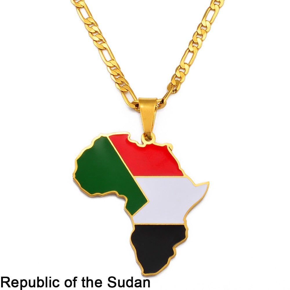 Showcase Your African Roots with Our Hip-hop Africa Map Pendant Necklace - Flexi Africa - Free Delivery Worldwide