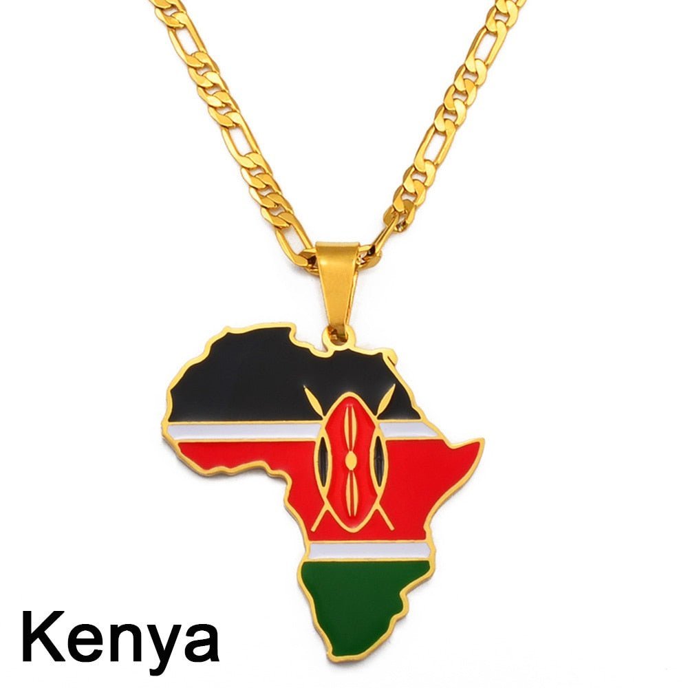 Showcase Your African Roots with Our Hip - hop Africa Map Pendant Necklace - Free Delivery Worldwide only at Flexi Africa