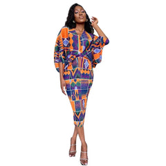 Spring Autumn African Dresses for Women - 3/4 Sleeve, Sexy V - Neck, Slim Fit, Office Lady Party Dress - Free Delivery Worldwide only at Flexi Africa