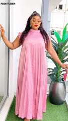 Summer Elegance: Plus Size African Pleated Abaya Dresses - Traditional Caftan Dress Robes for Women - Flexi Africa FREE POST