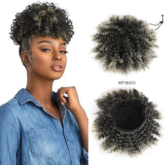 Synthetic Hair Buns For Women Afro Puff Curly Chignon Drawstring Ponytail Natural Black With Hair Extensions Hairpieces