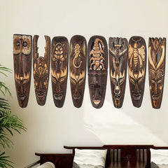 Thai Crafts Featured Shop Background Wall Wall Hanging Creative Solid Wood Carved Mask Facial Makeup Decoration Pendant - Flexi Africa - Free Delivery Worldwide only at www.flexiafrica.com