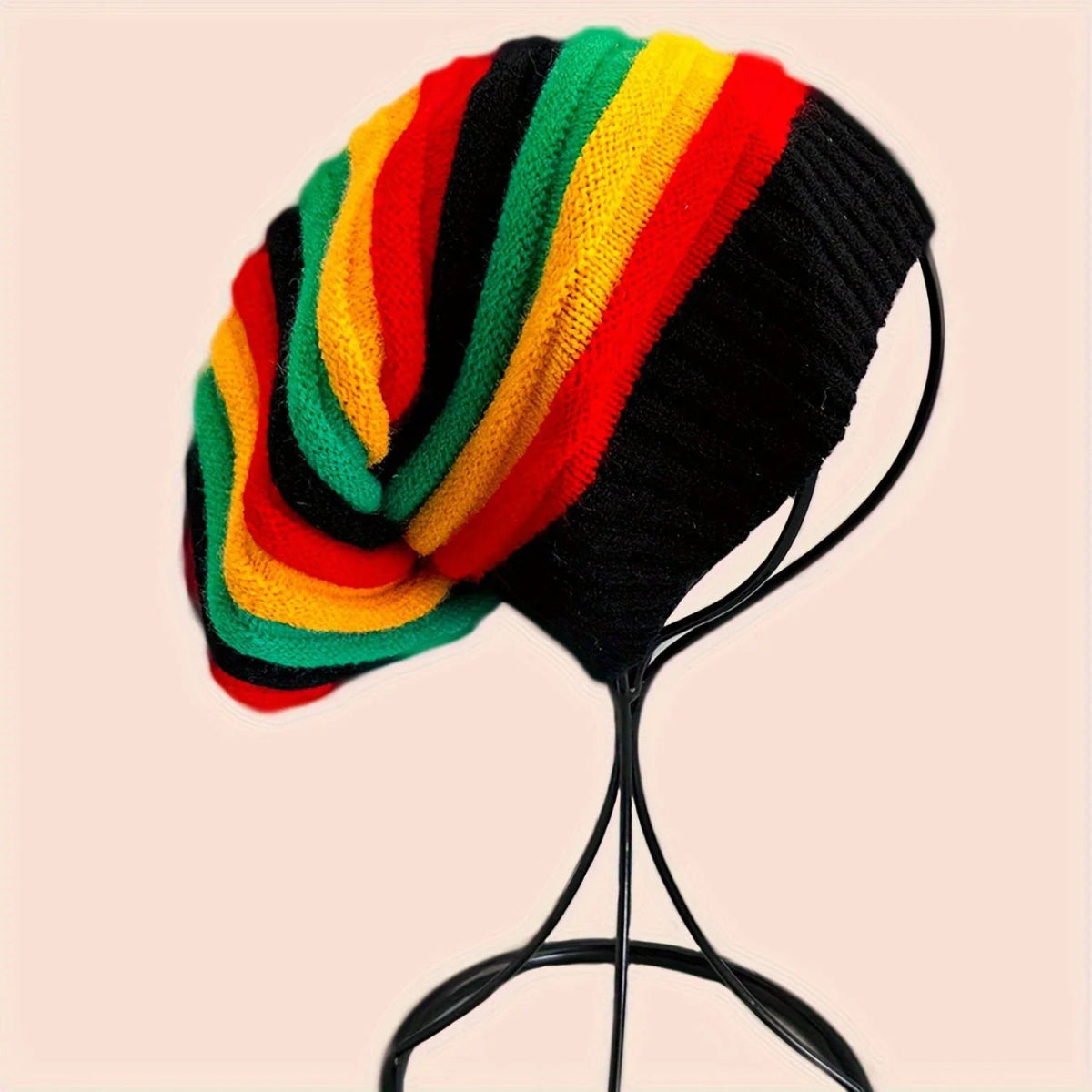 Trendy Striped Rasta Hats: Unisex Knitted Slouchy Beanie - Classic Color Block Coldproof Warm Skull Cap - Free Delivery Worldwide only at Flexi Africa