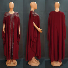 Unleash Your African Style - 2PC Dashiki Dress Set - Elegant Chiffon Robe and Long Evening Dress for Women - Flexi Africa